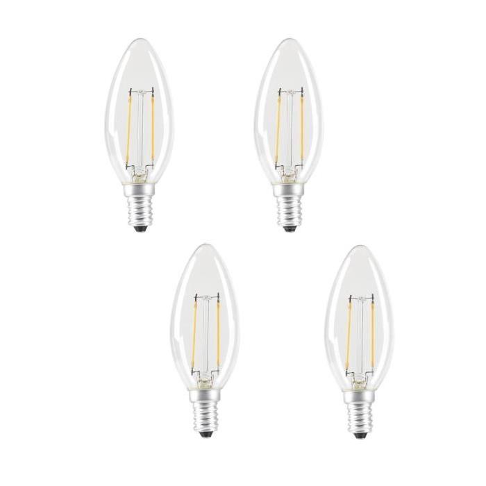 EXPERT LINE Lot  de 4 ampoules LED E14 SMD a filament 2 W équivalent a 24 W blanc chaud