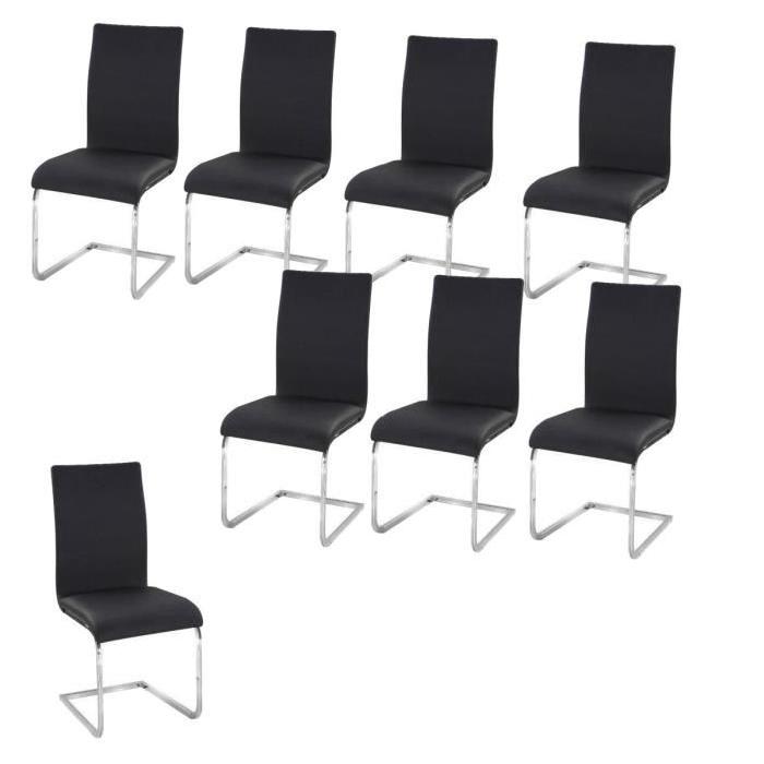 LEA Lot de 8 Chaises de salle a manger noires