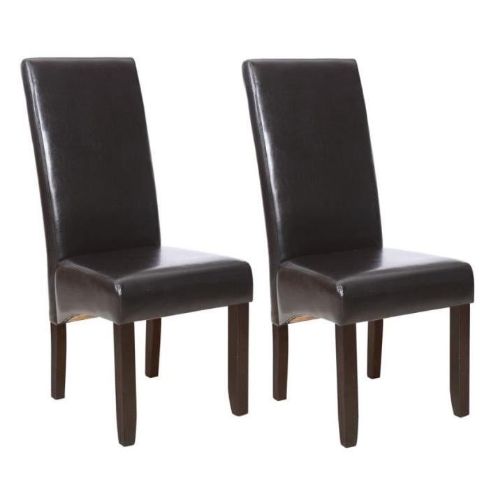 CUBA Lot de 2 chaises de salle a manger - Marron