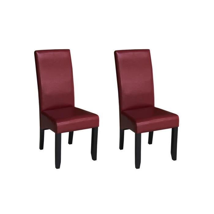 CUBA Lot de 2 chaises de salle a manger en simili - Bordeaux