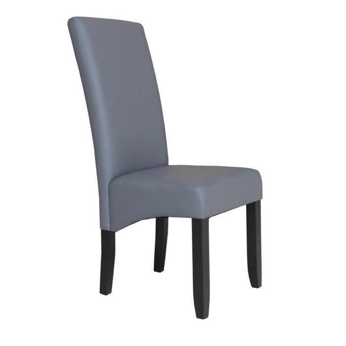 CUBA Lot de 2 chaises de salle a manger en simili - Gris