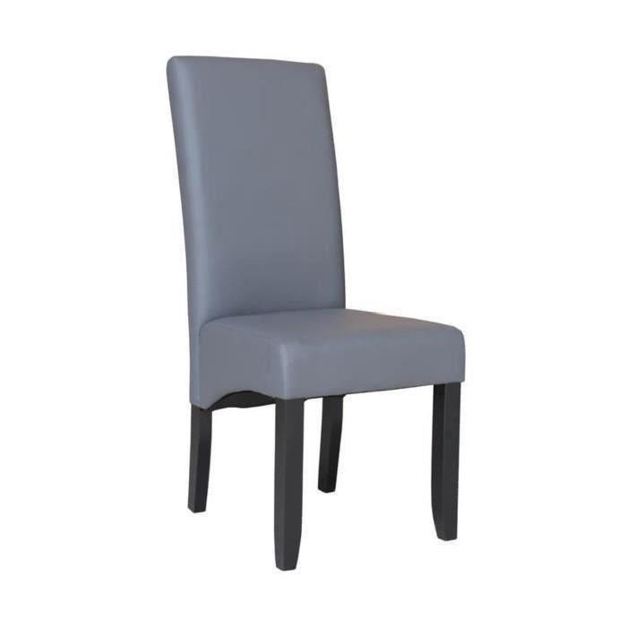 CUBA Lot de 2 chaises de salle a manger en simili - Gris