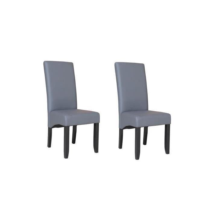 CUBA Lot de 2 chaises de salle a manger en simili - Gris