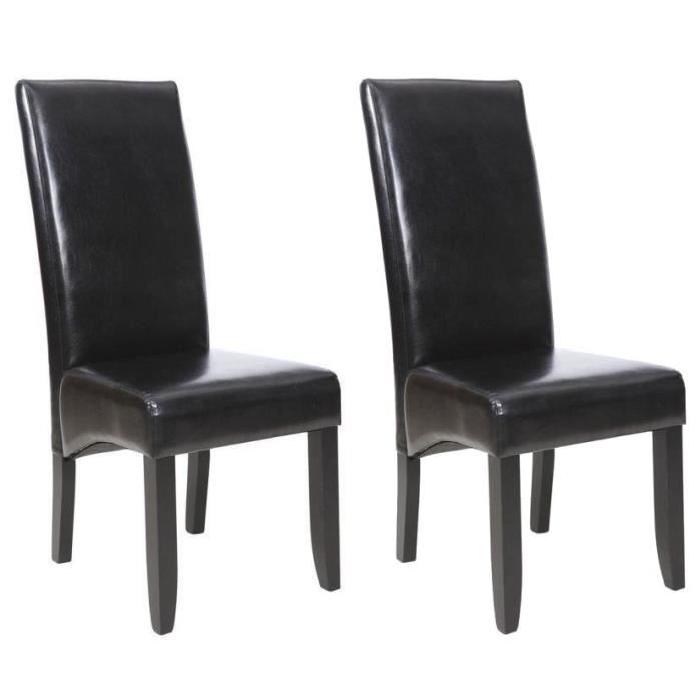 CUBA Lot de 2 chaises de salle a manger - Noir