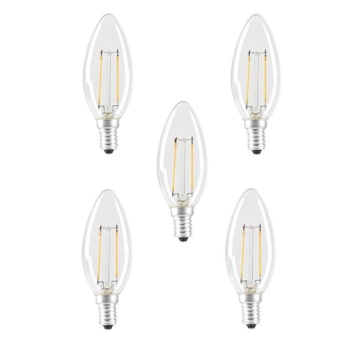 EXPERT LINE Lot  de 5 ampoules LED E14 SMD a filament 2 W équivalent a 24 W blanc chaud