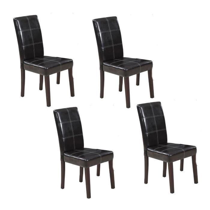 CROSS Lot de 4 chaises de salle a manger marron