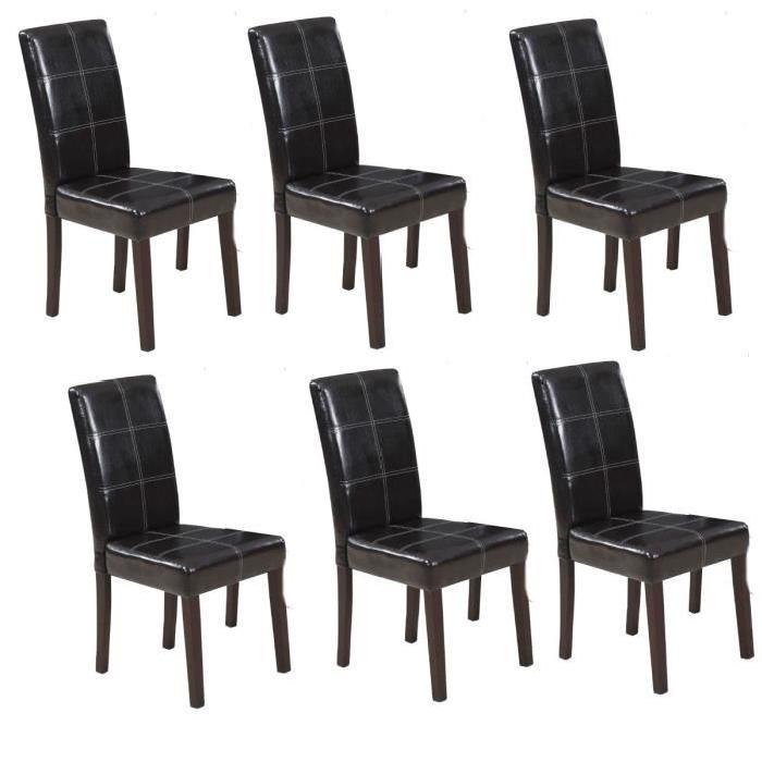 CROSS Lot de 6 Chaises de salle a manger marron