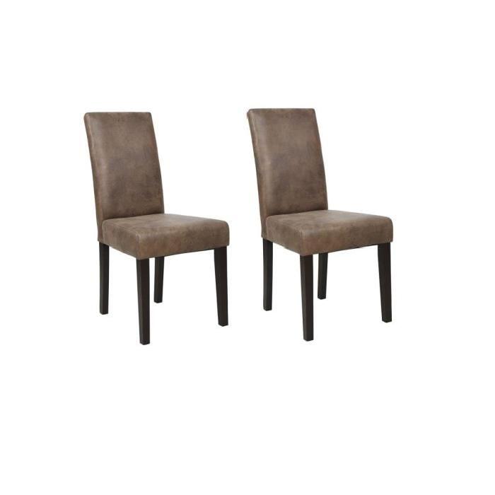 ALBUS Lot de 2 Chaises de salle a manger - Marron