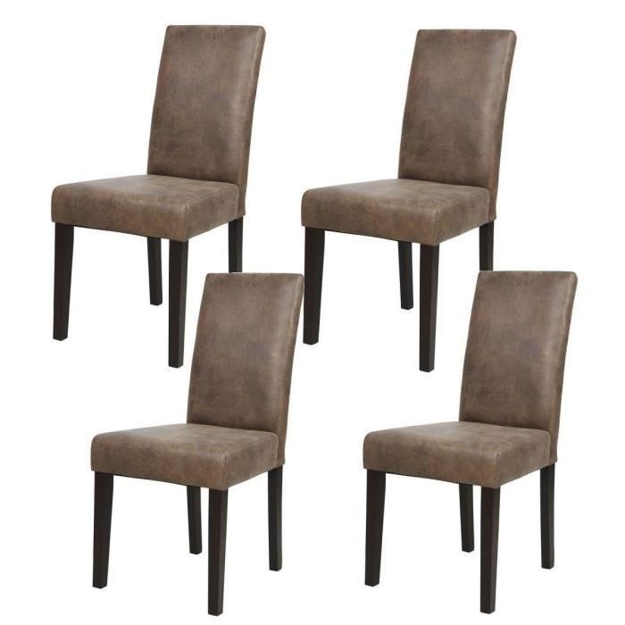 ALBUS Lot de 4 chaises de salle a manger vintage marron