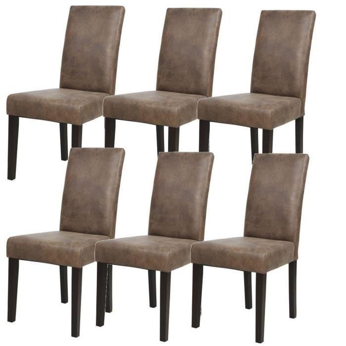 ALBUS Lot de 6 chaises de salle a manger vintage marron