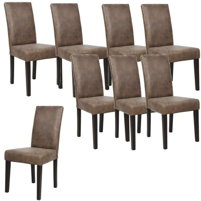 ALBUS Lot de 8 chaises de salle a manger vintage marron