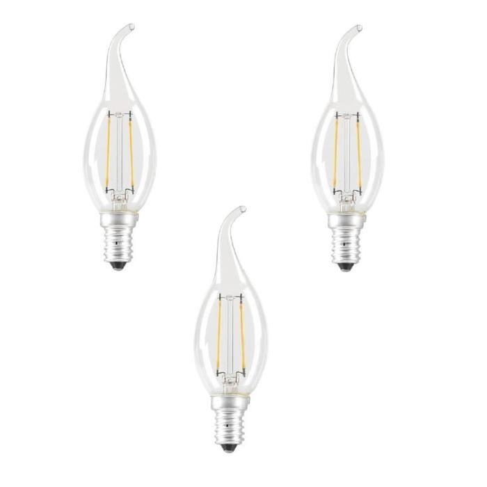 EXPERT LINE Lot de 3 ampoules LED E14 SMD a filament 2 W équivalent a 24 W blanc chaud