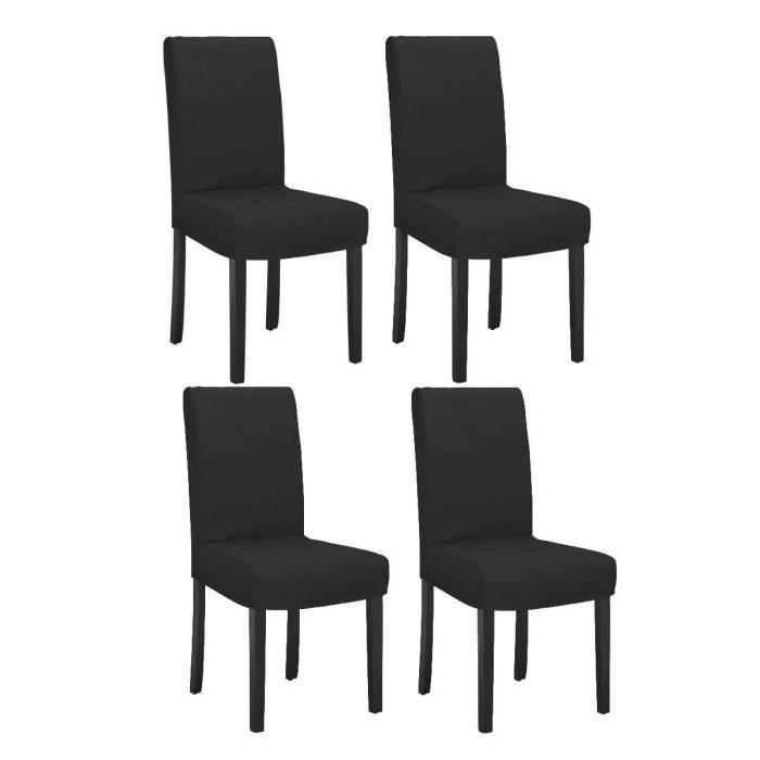 STRIP Lot de 4 chaises de salle a manger déhoussables noires