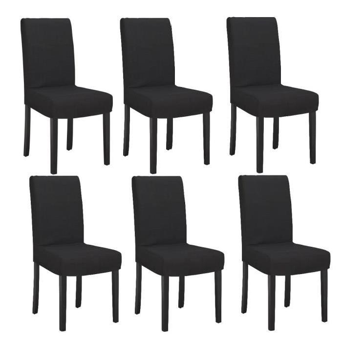 STRIP Lot de 6 chaises de salle a manger déhoussables noires