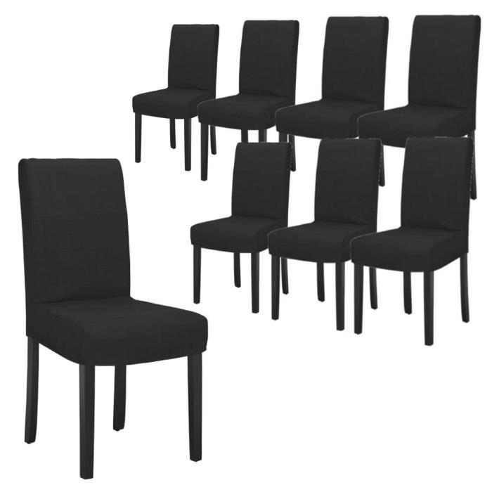 STRIP Lot de 8 chaises de salle a manger déhoussables noires