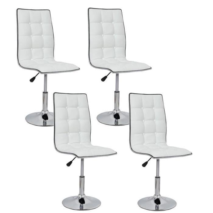 LEAF Lot de 4 chaises de salle a manger blanches