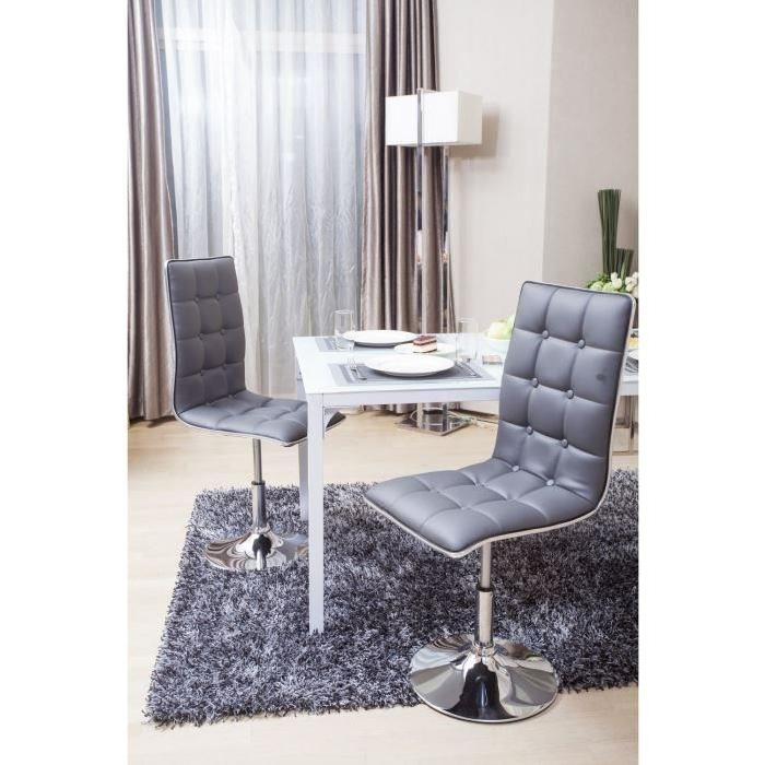 LEAF Lot de 4 chaises de salle a manger grises