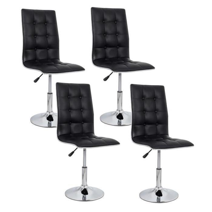 LEAF Lot de 4 chaises de salle a manger noires