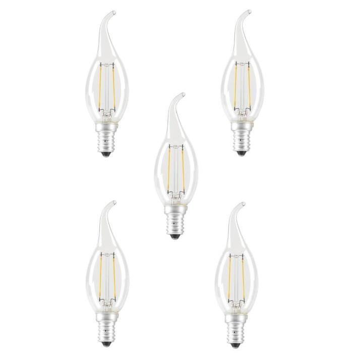 EXPERT LINE Lot de 5 ampoules LED E14 SMD a filament 2 W équivalent a 24 W blanc chaud