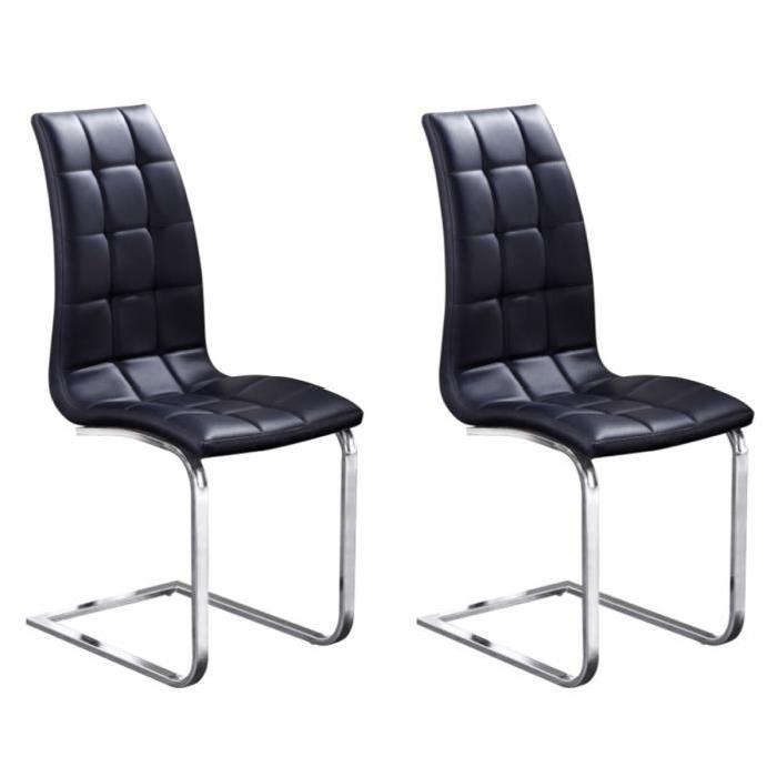 LUGANO Lot de 2 chaises de salle a manger noires