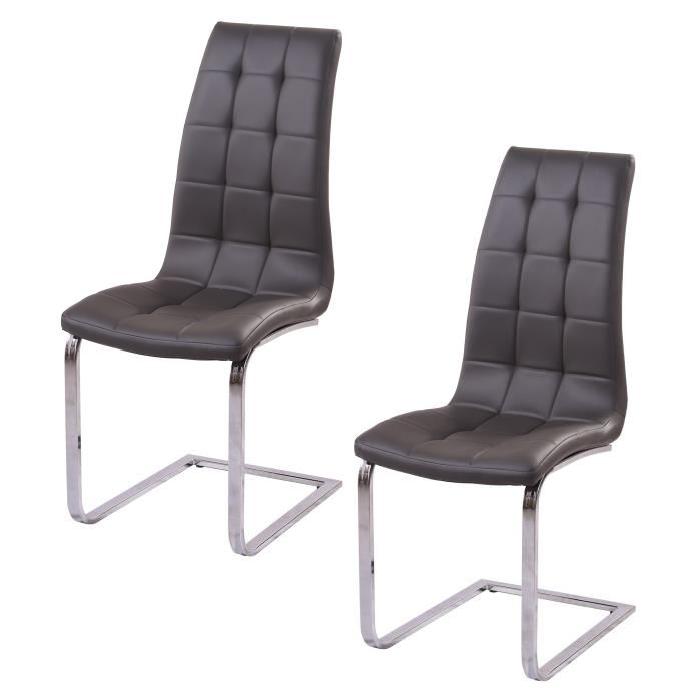 LUGANO Lot de 2 chaises de salle a manger grises