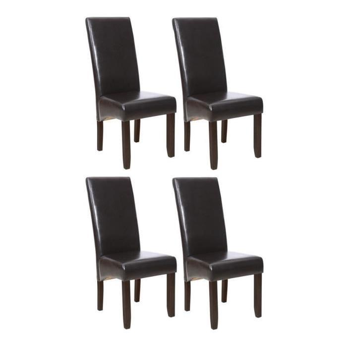 CUBA Lot de 4 Chaises de salle a manger  Marron