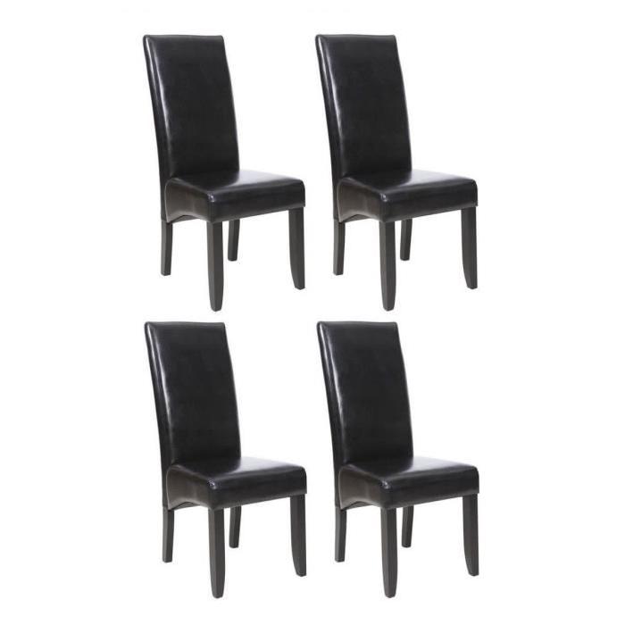 CUBA Lot de 4 Chaises de salle a manger Noires