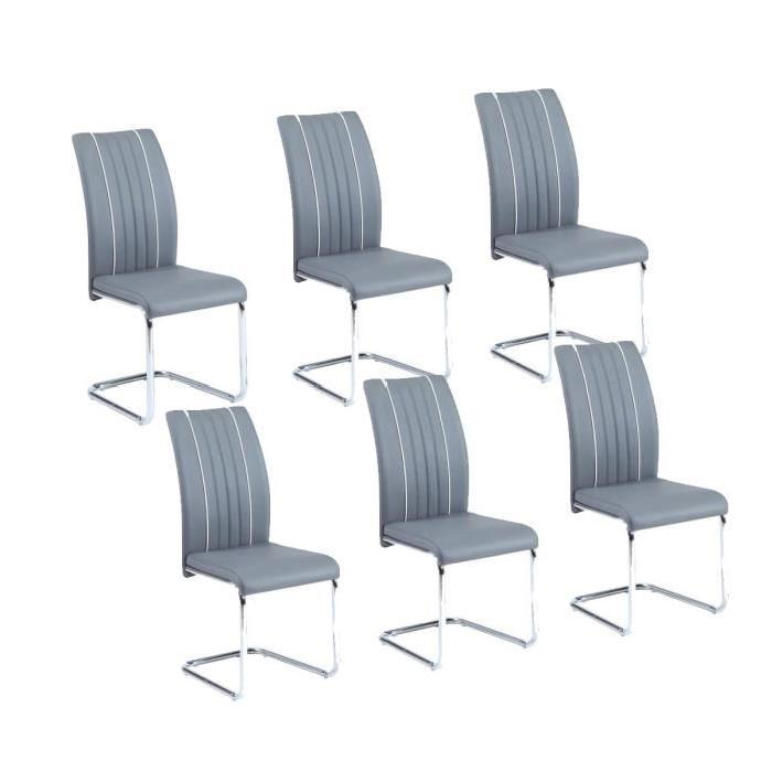 INES Lot de 6 chaises de salle a manger grises