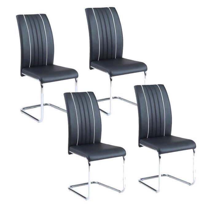 INES Lot de 4 chaises de salle a manger noires