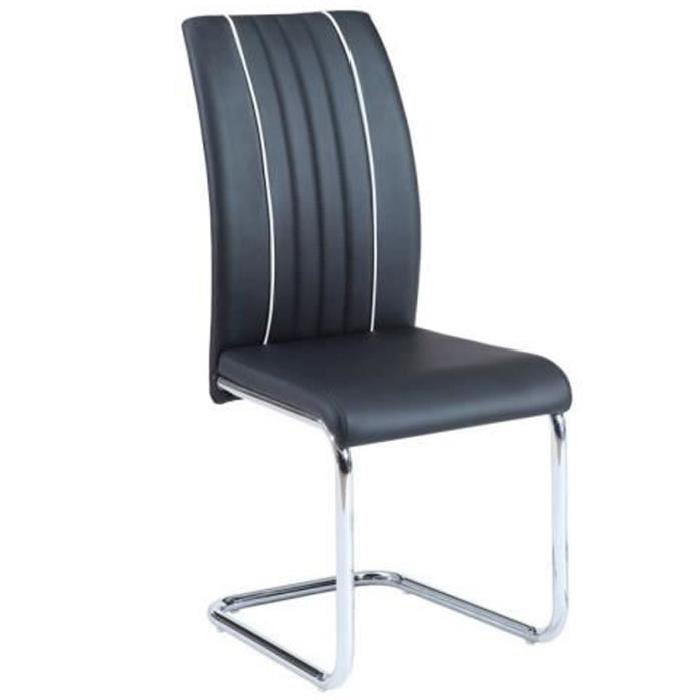 INES Lot de 4 chaises de salle a manger noires