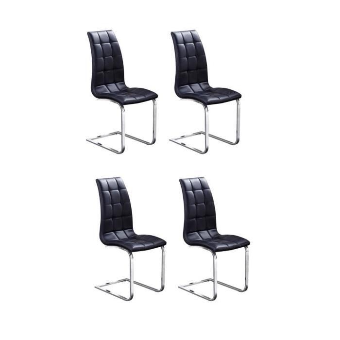 LUGANO Lot de 4 chaises de salle a manger - Noir