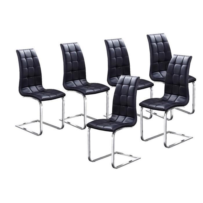 LUGANO Lot de 6 chaises de salle a manger - Noir